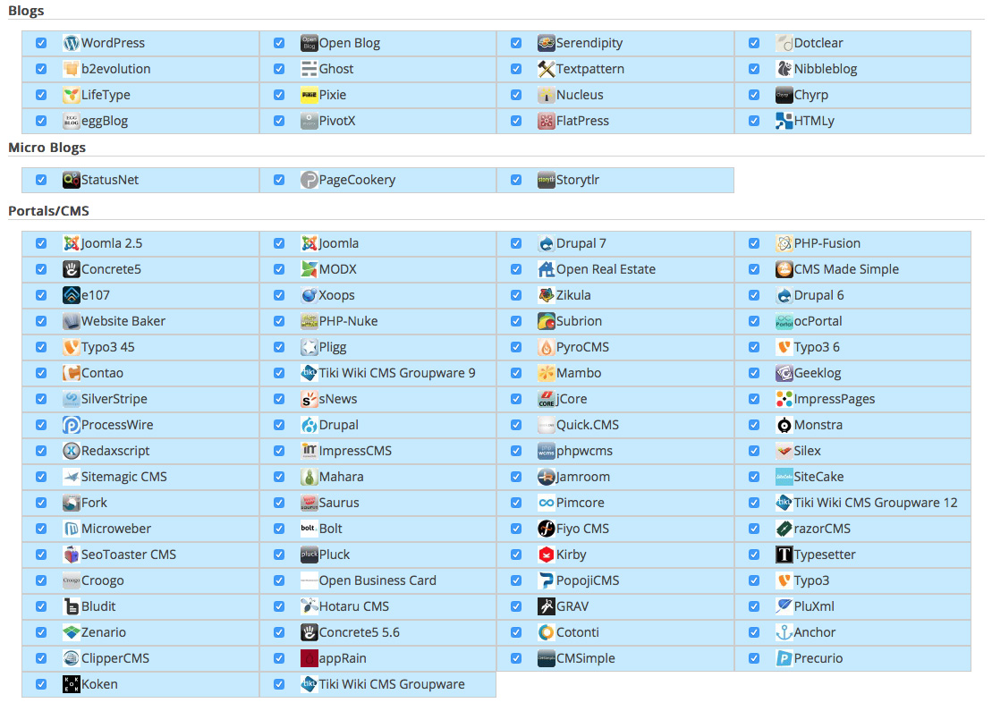 Blogs, Portals, CMS, Joomla, Wordpress, Drupal, Xoops