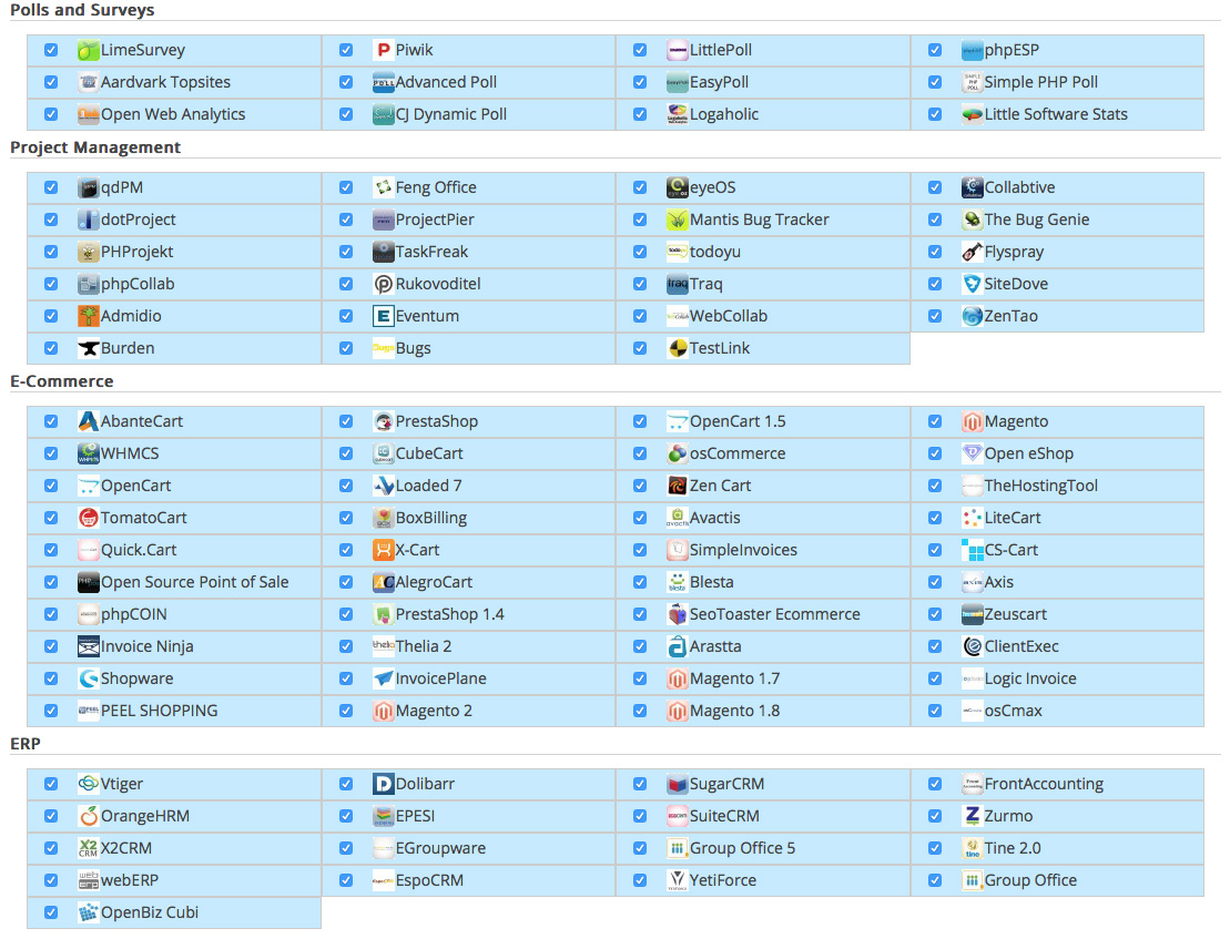 Polls, ERP, Surveys, E-Commerce, osCommerce, Zen Cart, X-Cart, PrestaShop, OpenCart, Magento