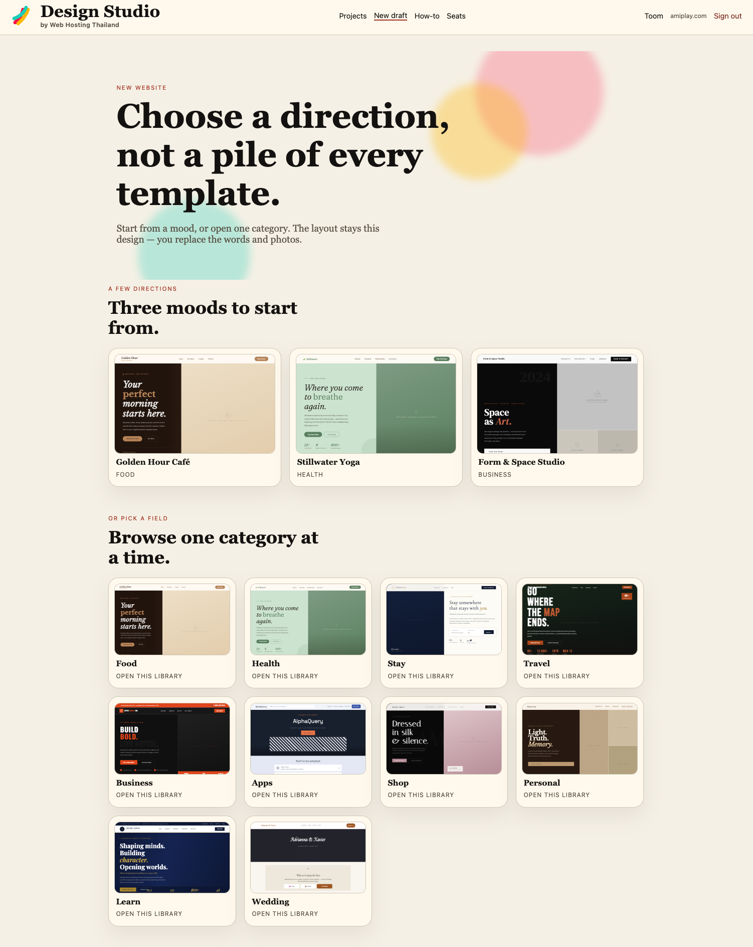 Choose a direction or open one category